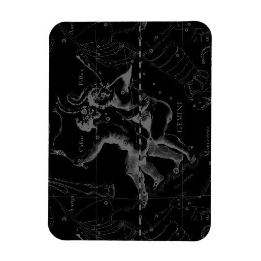 Gemini Constellation Map Engraving by Hevelius Magneet (Verticaal)