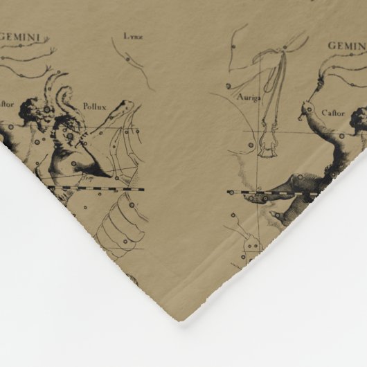 Gemini Constellation Map Hevelius circa 1690 Fleece Deken (Hoek)