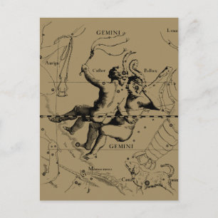 Gemini Constellation Zodiac Hevelius 1690 Briefkaart