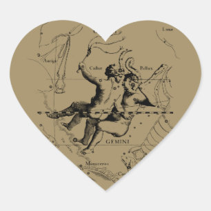 Gemini Constellation Zodiac Hevelius 1690 Hart Sticker