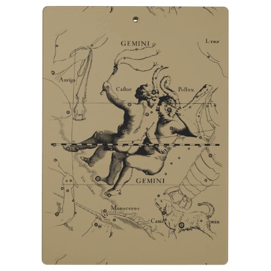 Gemini Constellation Zodiac Hevelius 1690 Klembord (Achterkant)