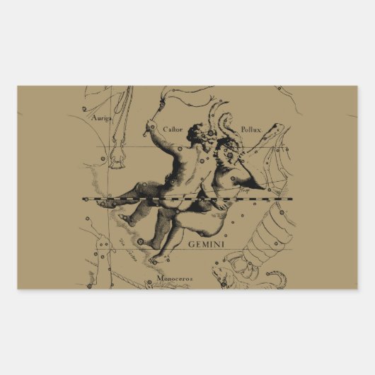 Gemini Constellation Zodiac Hevelius 1690 Rechthoekige Sticker (Voorkant)
