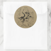 Gemini Constellation Zodiac Hevelius circa 1690 Ronde Sticker (Tas)