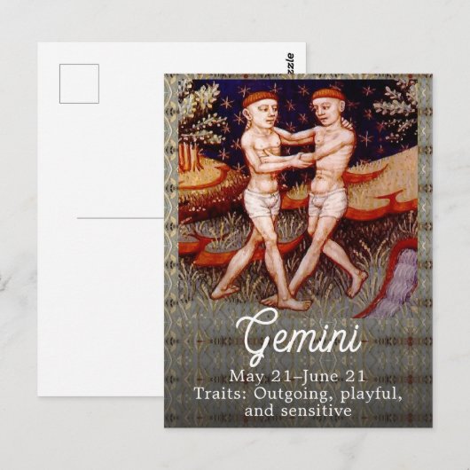 Gemini de Tweeling Sterrenbeeld Verjaardagsfeest Briefkaart (Voorkant / Achterkant)
