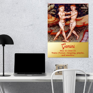 Gemini de tweeling Zodiac teken Verjaardagsfeest Folie Afdrukken