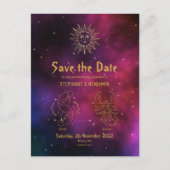 Gemini en Scorpio Burgundy Stylish sparen de Datum Aankondigingskaart (Voorkant)