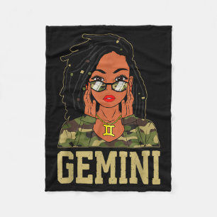 Gemini Gevlochten Haar Sy Zwarte Vrouw Camo Melani Fleece Deken