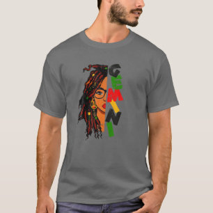 Gemini Girl Afro Locs Girl Zodiac Signs Birthday G T-shirt