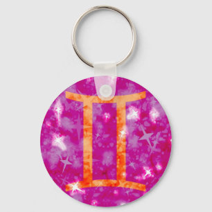 Gemini glitter and stars sparly key chain sleutelhanger