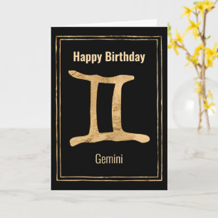 Gemini Gold Zodialogy Happy Birthday Kaart