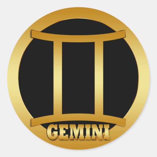 GEMINI GOUDEN STERRENBEELD RONDE STICKER (Voorkant)