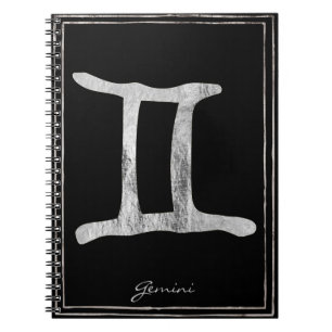 Gemini hammered zilver gestileerde astrologiesymbo notitieboek