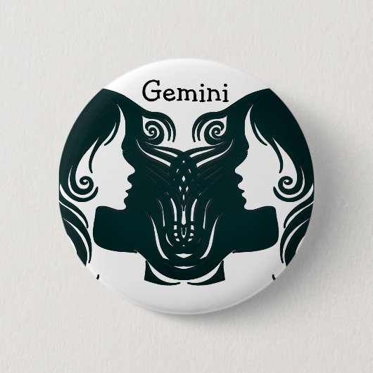 Gemini Horoscope Zodiac Sign Button (Voorkant)