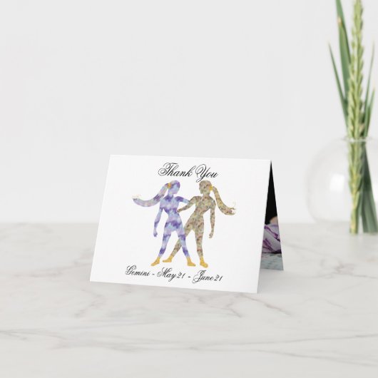 Gemini Impressionist Painting Style & Gold Harteli Bedankkaart (Voorkant)