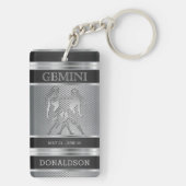 Gemini ♊ in Black en Silver Mesh Sleutelhanger (achterkant)