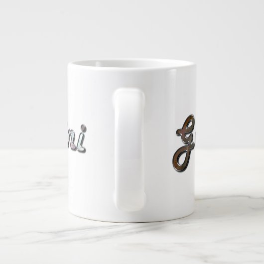 Gemini in Pearl Gemstone Extra Grote Beker (Achterkant)