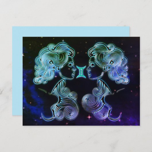 gemini les jumeaux zodiac carte postale (Devant / Derrière)