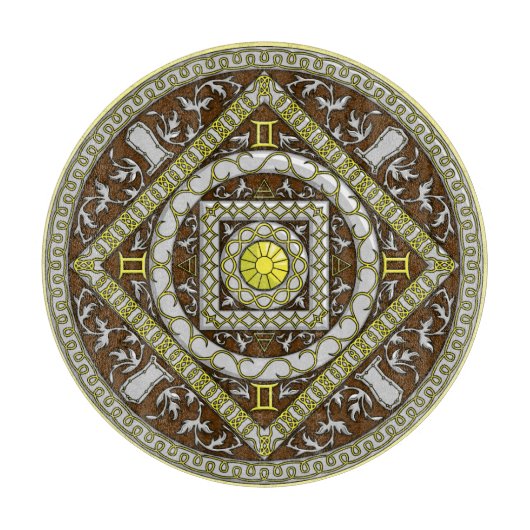Gemini Mandala Planche à découper en verre (Devant)