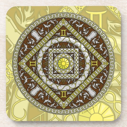 Gemini Mandala Vierkante Onderzetter (Voorkant)