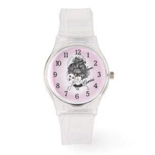 Gemini MaskLady Zodiac Pink Horloge