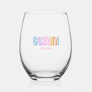 Gemini moderne kleurrijke typografie astrologie wijnglas zonder voet