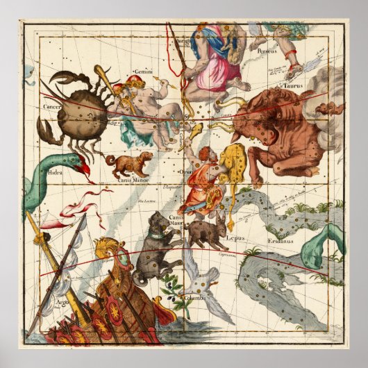 Gemini, Orion, Cancer, Taurus, Canis en andere Poster (Voorkant)