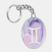 Gemini Persoonlijke Waterverf Sterrenbeeld Sleutelhanger (Voorkant Links)