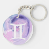 Gemini Persoonlijke Waterverf Sterrenbeeld Sleutelhanger (Achterkant)