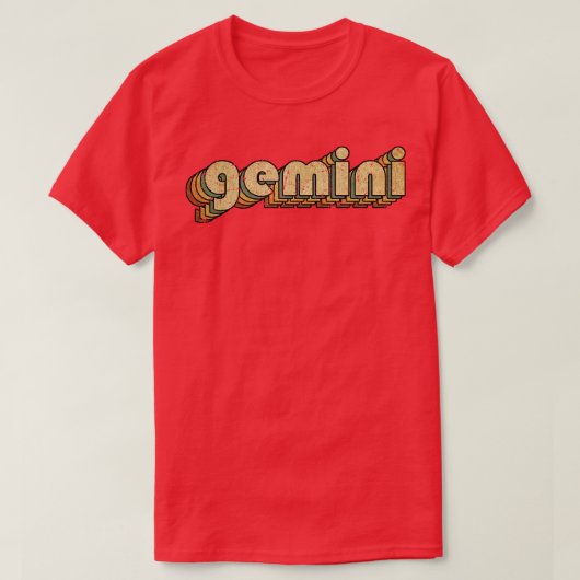 Gemini Rainbow Typography Style 70s T-shirt (Design voorkant)
