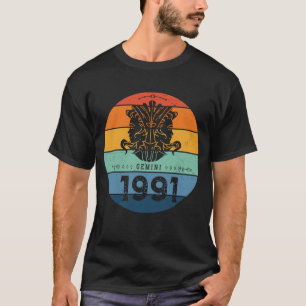 Gemini Retro Vitage Sunset Zodiac Sign Birthday 19 T-shirt