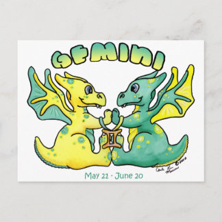 gemini schattige zodische kleine vleugeldraak briefkaart