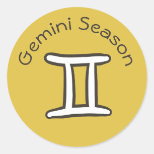 Gemini Season Astrology Zodiac Sign Gold Yellow Ronde Sticker