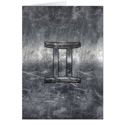 Gemini Sign en Distressed Siver Steel (Devant)