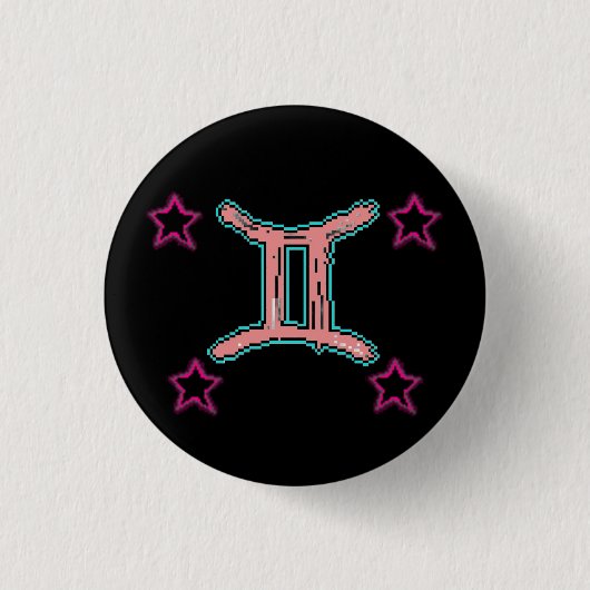GEMINI-sterren Ronde Button 3,2 Cm (Voorkant)