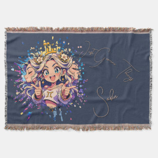 Gemini Sweet 16 Custom Name Blanket Deken