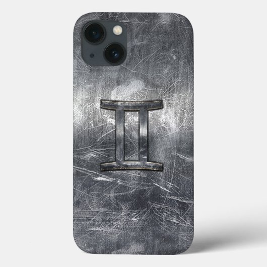 Gemini tekent zich aan in Distress Sver Steel Styl Case-Mate iPhone Case (Achterkant)