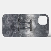 Gemini tekent zich aan in Distress Sver Steel Styl Case-Mate iPhone Case (Achterkant (horizontaal))