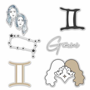 Gemini the twins astrology zodiab verjaardagsgoud sticker