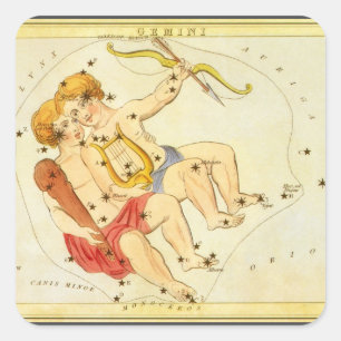 Gemini Tweelingen Antieke Constellatie Urania's Sp Vierkante Sticker