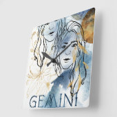 Gemini tweelingt geboortestreek astrologie blauw g vierkante klok (Hoek)