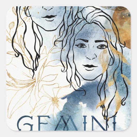 Gemini tweelingt geboortestreek astrologie blauw g vierkante sticker (Voorkant)