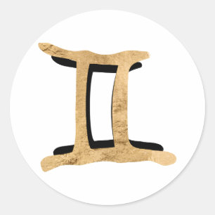 Gemini Twins zodiac symbool zwarte gouden textuur Ronde Sticker