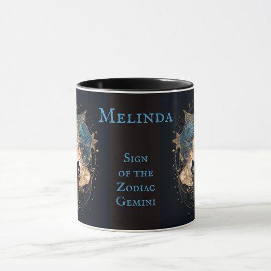 Gemini Verjaardagscadeau Naam toevoegen Black Coff Mok (Midden)