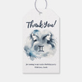 Gemini Waterverf Bull Zodiac Thema Verjaardagsfees Cadeaulabel (Achterkant)