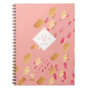 Gemini Zodiac Abstract Roze Roze & Gold Notebook Notitieboek