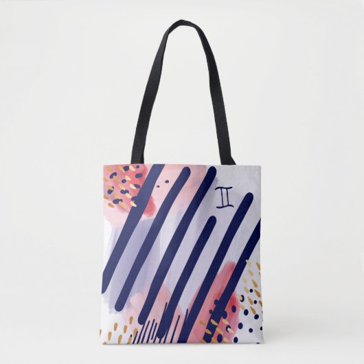 Gemini Zodiac Abstracte Waterverf Canvas tas (Voorkant)