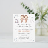 Gemini Zodiac Baby Shower Invitation (Debout devant)