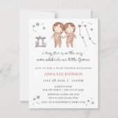 Gemini Zodiac Baby Shower Invitation (Devant)