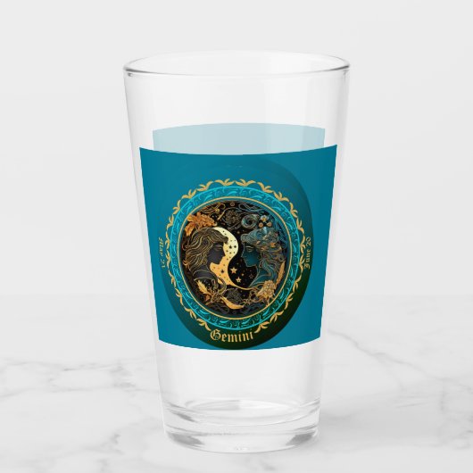 Gemini Zodiac Bier Glas (Voorkant)