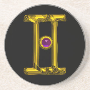 GEMINI ZODIAC BIRTHDAY JEWEL Paarse Alexandriet Zandsteen Onderzetter